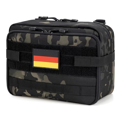 Jueachy Bolsa táctica Molle Grande, Bolsa de administración, Bolsas de Herramientas Molle, Accesorios Molle, Bolsas EDC expandibles para Senderismo, Caza, Bandera Negra CP-us