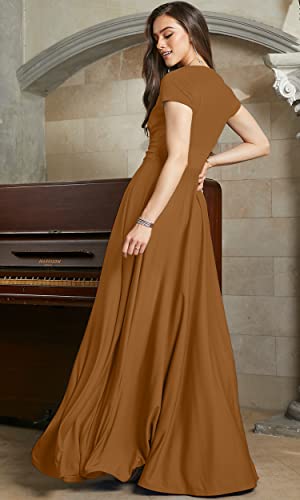 Image of KOH KOH Womens Sexy Cap Short Sleeve V-Neck Flowy Cocktail Gown
