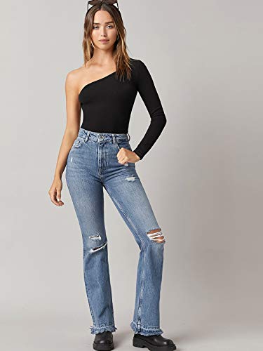 Image of Aahwan Solid One Shoulder Fitted Top for Women's & Girl's
