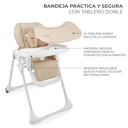Miniatura 5 de Kinderkraft Tummie Trona Bebé, 2 En 1, Trona Para Niños, Trona Combinada, Asiento Desde Los Primeros Meses De Vida, Reposapiés, Posición Tumbada, Con Juguetes, Ajustable, Beige
