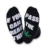 Lustige Weed Lover Geschenk Neuheit Socken für Topfraucher If You Can Read This Pass The Weed Stoner 420 Geschenk, Pass the Weed, M