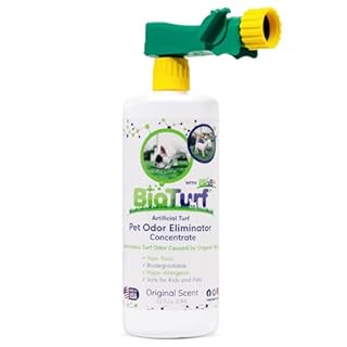 BioTurf BioS+ Odor Eliminator Concentrate - Artificial Turf Cleaner for Dog Urine & Feces - Outdoor Yard Deodorizer Enzyme Odor Eliminator for Fake Grass, Patios, Kennels & Gravel - 32 oz Bottle