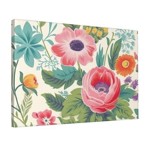 Œuvre d'art moderne à suspendre de style floral premium sur toile Dwrepo 30x45cm