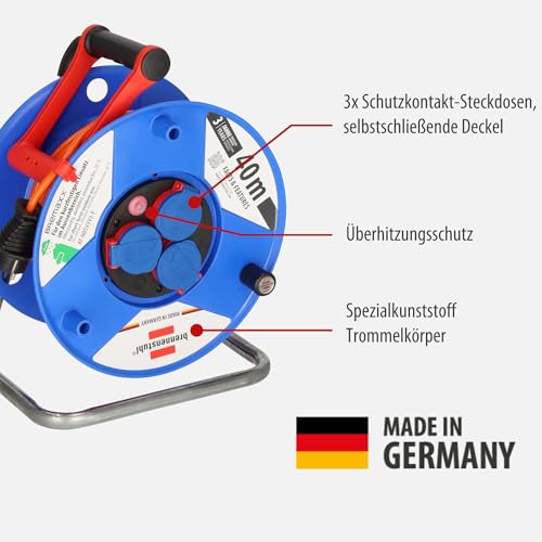 BRE 1208750 - Brennenstuhl Garant IP44 Kabeltrommel, 40m Kabel in orange