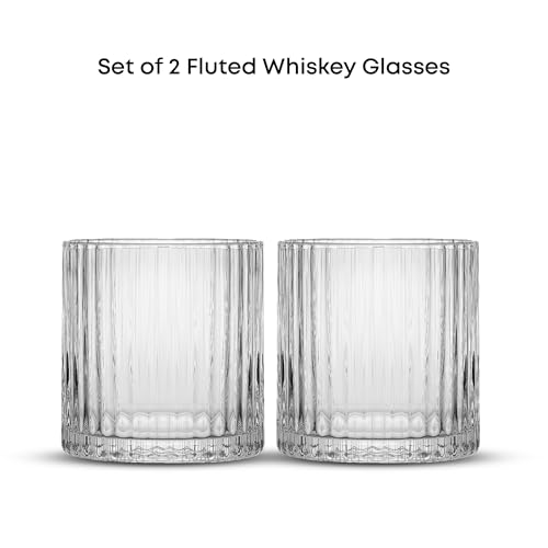 JoyJolt Elle 10oz Double Old Fashioned Whiskey Glasses - Set of 2, Lead-Free Glassware, Dishwasher Safe, Vintage Style Drinking Glasses by JoyJolt - Image 3