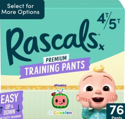 Rascals Premium Co~Comeloon Absorbent Training Pants for Toddlers, 4T-5T Size, 76 Count, 2 Pack of 38 Count