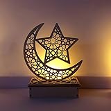 islam anhänger 2014 Material: Kreide siwetg New Ramadan Holz Eid Mubarak Moon Star Islam Anhänger mit LED-Lichtern, Dekoration für Partys zu Hause, Geschenk 02