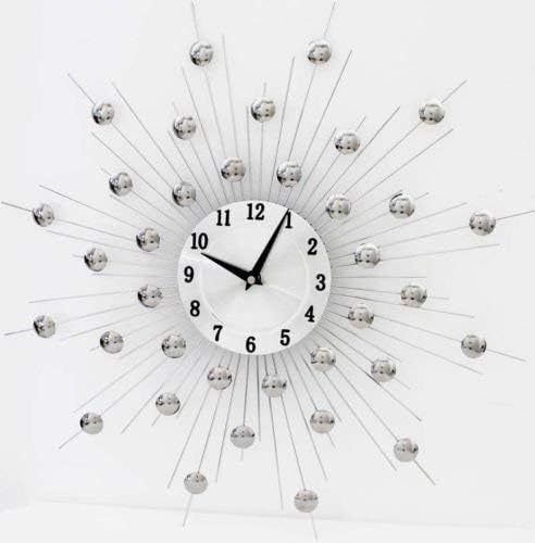 PharmoreLarge Contemporary Handcrafted Chrome Wall Clock Sunburst Clock