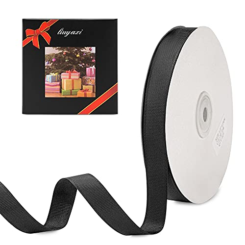 LIUYAXI 5/8 X 50 Yards Solid Black Grosgrain Ribbon Perfect for Crafts Wedding Decor DIY Hair Accessories Sewing Gift Package Wrapping and More