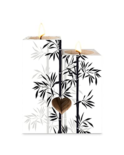 Candle Holder, Black And White Bamboo Candle Holders, Heart Shaped Candlestick Holders, Wooden Candle Holder For Living Room Decor Wedding, Personalized Gifts #TOP30