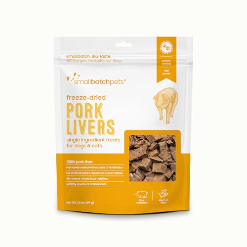 smallbatch Freeze Dried Pork Livers, High Protein Dog & Cat Treats, 3.5oz