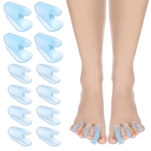 Image of LLOUSSAK 12Pcs Toe Separators for Women, Breathable Gel Toe Spacers for Men Bunions Relief, Silicone Toes Correctors for Overlapping Toes, Bigtoe Straightener, Toeprotectors for Bunion Pain (4L+8S)