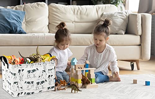 Image of Cow Print Storage Bin - Kids Gift Basket, Rectangular Room Decor for Home, Books