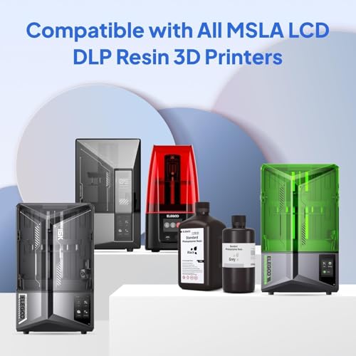 Image of ELEGOO Standard 3D Printer Photopolymer Resin Grey 1000g, High Precision Printing Resin 405nm Low Odor UV-Curing for LCD /DLP /MSLA 3D Printer