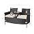 Yaheetech Patio Loveseat, Outdoor Wicker Double Chair w/Side Table, PE Rattan Furniture Set for Two People, Love Seat w/2 Removable Cushions & 1 Tempered Glass Side Table, Black/Beige