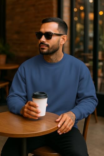 JustBlanks Sweatshirts for Men Fleece Men’s Sweatshirt Cotton Blend Mens Crewneck Sweatshirt Regular-Fit Pullover Sweatshirt3