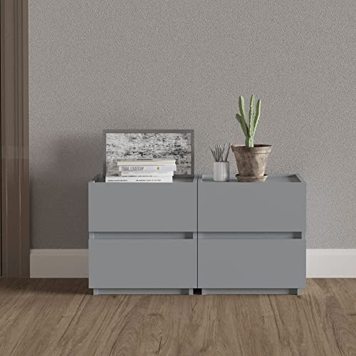 Furtble Stackable 2-Drawer Dresser, Multi-Purpose Storage Closet Cube For Bedroom, Storage Cabinet For Entryway, Nightstand Sofa Beside Table Drawer Chest, 15.8 In, Gray #TOP6