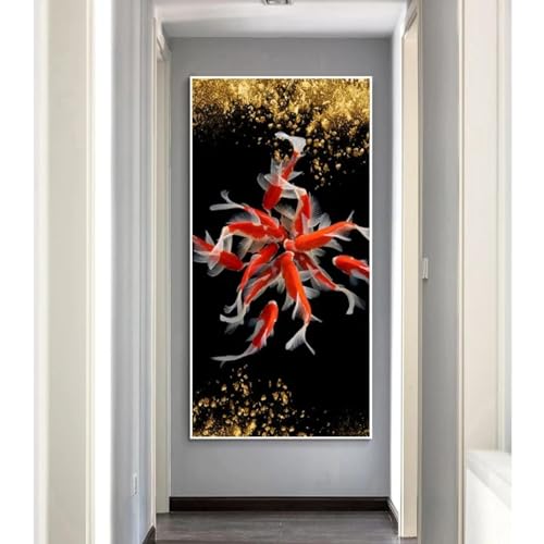Peinture sur toile abstraite poisson dore decoration interieure