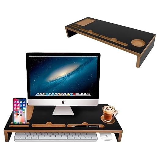 ARTMOVELAR - Mesa Base para Monitor - Suporte para Computador com Apoio para Objetos - Suporte de Monitor e TV, Organizador de Mesa, Organização e Decoração de Apartamento e Casa, Home Office - Preto