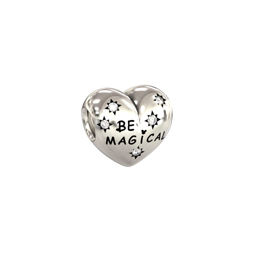 Jewellbox Sterling Silver Heart Charm – Be Magical Bracelet Bead, Thoughtful Mum Gift, Pandora Compatible, Elegant Love & Joy Keepsake for Women