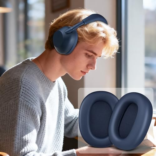 Image of SOULWIT Earpads Replacement for Sony WH-1000XM6(WH1000XM6) Noise Canceling Headphones, Ear Pads Cushions with Soft Protein Leather and High-Density Memory Foam - Midnight Blue