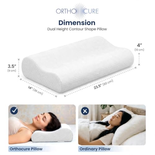 Image of Orthopedic Memory Foam Cervical Neck Pillow for Neck & Shoulder Pain Relief | Spondylitis Support | 3 Years Warranty | Improves Posture & Spinal Alignment (King Size)
