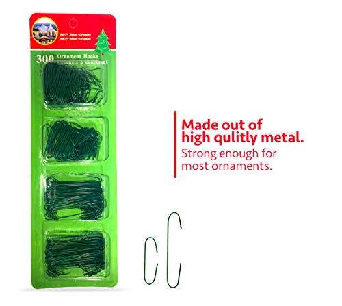 R’nd’s 300 Pack Ornament Hooks Christmas Tree Decorating Hangers- Metal Wire Ornament Hooks For Christmas Tree Decoration Hanging (Green) #TOP3