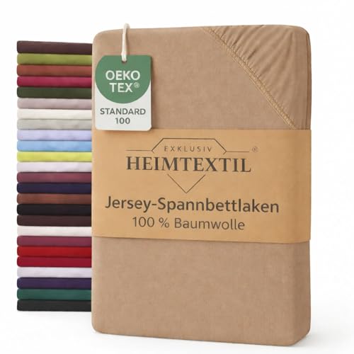 EXKLUSIV HEIMTEXTIL Sábana bajera ajustable de punto premium de 60 x 120 cm, color arena, 100 % algodón, certificado Öko – Tex, sábana bajera ajustable, sábana bajera ajustable, sábana bajera