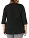 Just My Size Women's Plus SizeFlowy 3/4 Sleeve V-Neck Top Black
