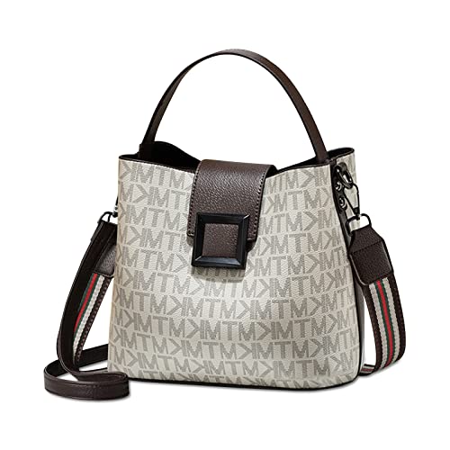 Ergocar Bolso de Mano Para Mujer, Elegante Moda Bolsos de Mujer, Mujer Bolsos Bandolera, Impermeable PVC, Bolso Señora Tote para Trabajo, Diario Vida, Navidad y Fiesta, Beige Cover