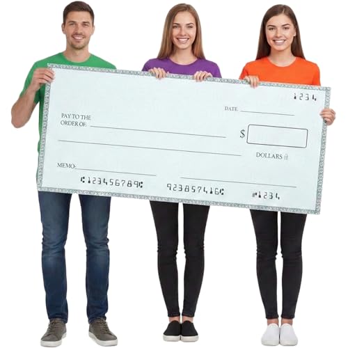 Giant Check 2 Pack (36 x 16 inches - X-Large Size) - Dry Erase Large Blank Check - Oversized Big Checks for Presentations, Awards, Donations, Ceremonies and Events