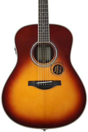 Image of Yamaha L-Series Transacoustic Guitar with Hard Gig Bag- Dreadnought, Brown Sunburst | Solid Engelmann Spruce Top, Solid Rosewood Back and Sides, Transacoustic Reverb and Chorus, SYSTEM70 Plus Srt
