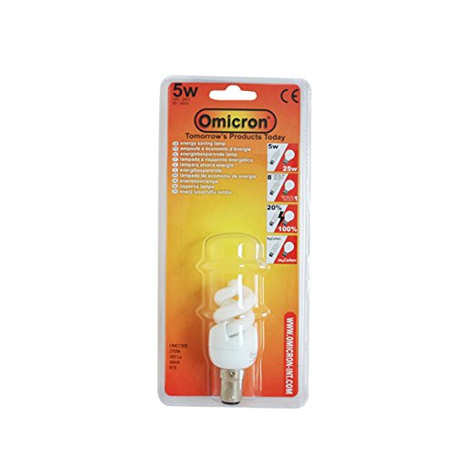 Omicron T2 Bayonet Cap 5 Watt Compact Small Fluorescent Light Spiral