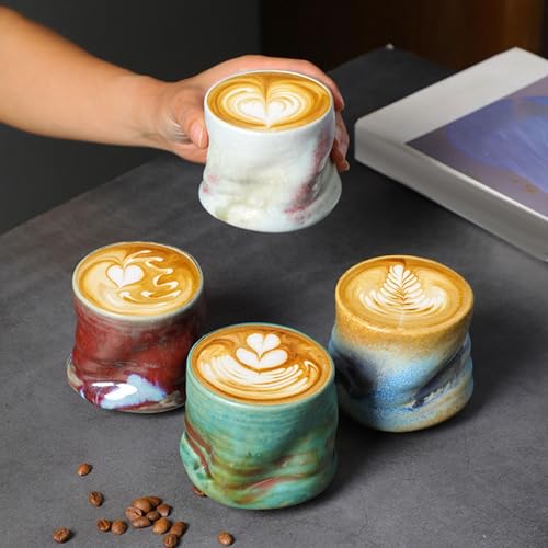 セラミックコーヒーカップ ヴィンテージ和風ティーカップ 紅茶 カプチーノ エスプレッソ グリーン, 緑