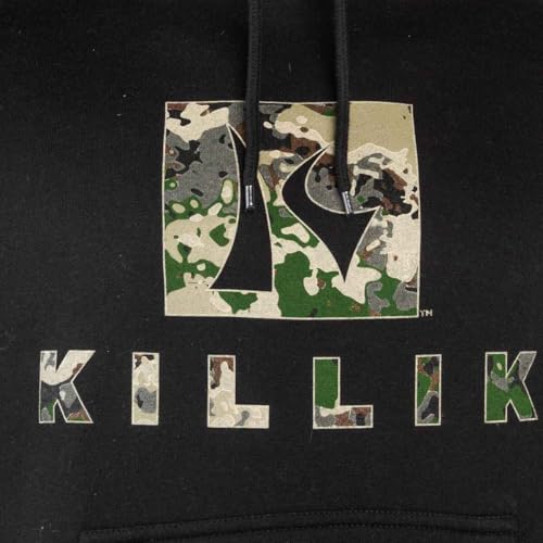 Killik Summit Camo Pullover Hoodie for Men – Lightweight, Drawstring & Kangaroo Pocket Men's Athletic Hoodie, Black3