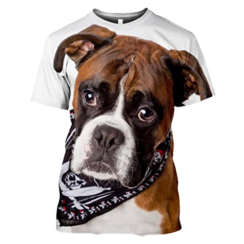 T-shirt homme imprimé 3D ample col rond pour masquer les formes avec style décontracté