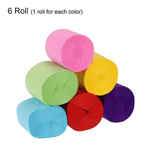 Meccanixity Crepe Paper Streamers 6 Rolls 32Ft In 6 Colors For Rainbow Party Decorations Wedding Ceremony Birthday Christmas Decoration(Red/Yellow/Light Blue/Light Green/Purple/Pink) #TOP2