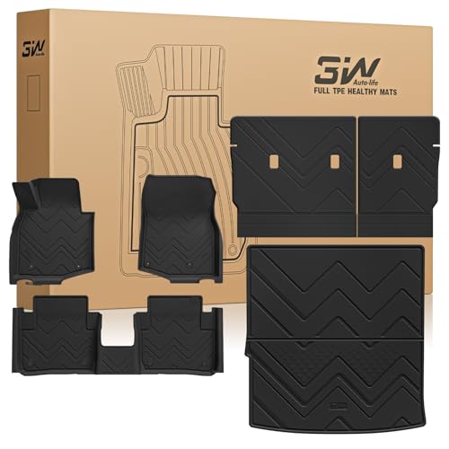 3W Mazda CX-50 Hybrid Floor Mats & Trunk Mat & Seatback Protector 2025 2026 CX50 Accessories, TPE All Weather Cargo Liner Full Set