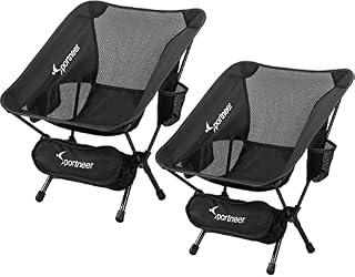 Sportneer Camping Chair, Portable Lightweight Folding Chair for Backpacking, Hiking, Picnic, Fishing and Football Game Watching