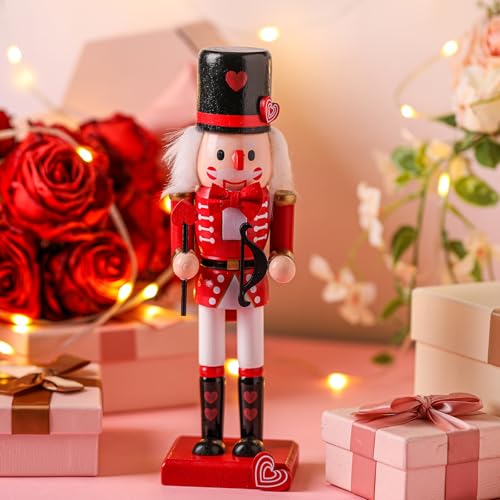 image for Chunful Valentine's Day Nutcracker Wooden Red Heart Nutcracker Figures
