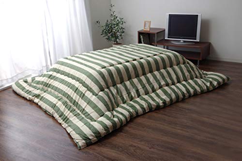 イケヒコ・コーポレーション こたつ掛け布団 正方形 ロカ グリーン 約205×205cm ボーダー #5186119