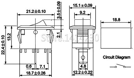 SPST Rocker Switch CD1-101 6A 250V 10A 125V | 10-Pack SPST Rocker Switches, 15x21mm, 6A/250V 10A/125V, Black.