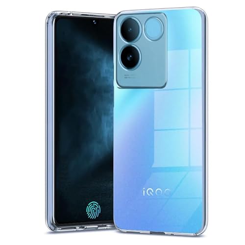 Image of NISHTECH for Vivo T2 Pro, iQOO Z7 Pro 5G Premium Transparent Hybrid Soft Slim Dust Proof Back Case Cover Silicone with Camera Protection