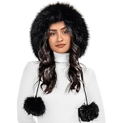 Dispensador Con Sensor S.ROMZA Sombrero de Punto de Piel Artificial Femenina con Pompón para Mantener el Cráneo Caliente Sombrero de Nieve Orejeras Sombrero de Invierno Femenino Beanie (Negro)