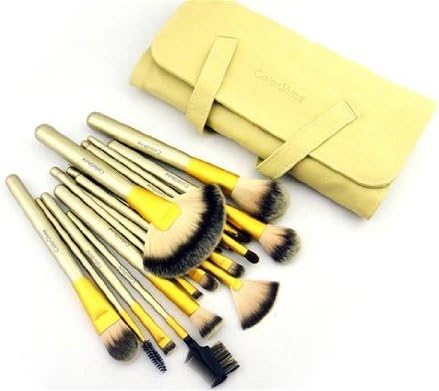 Cosmetic Professional Makeup Brush Set (Yellow) 18 Piece