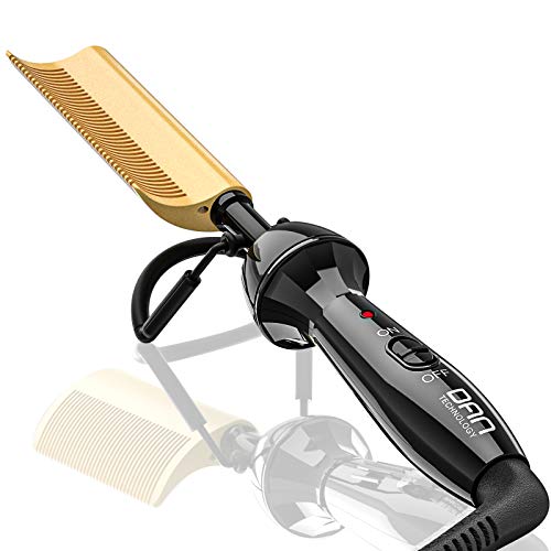 DAN Technology hot Comb Electric 450 Degrees,Curved Ceramic Electric Comb for Beard,Hair Straightener for Wigs, Anti-Scald Hair Brushes for Travel and Home High for Women Natural Black Hair