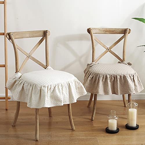 Georpe Best Seat Cushion Khaki Princess Frill Cotton Chair Pads Breathable Simple Dining Mat 45Cm White #TOP7