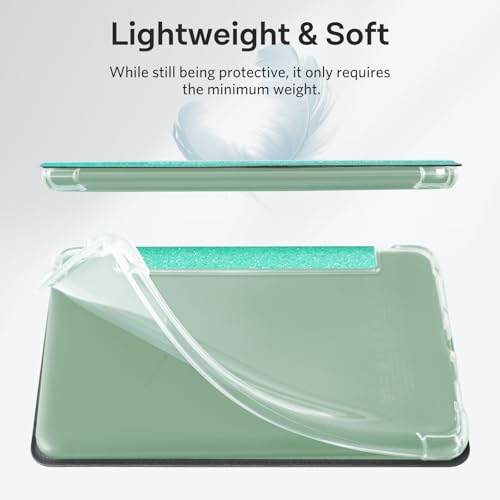 Image of CoBak Case for 6 inch Kindle 11th Gen (2024 and 2022 Release) - Ultra Slim Transparent Clear TPU Back Shell Protective Cover with Auto Wake /Sleep for Kindle 11th Generation 2024 Release, Glitter SageGreen