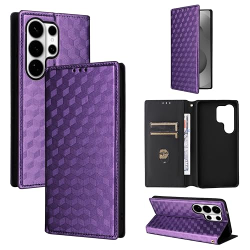 Étui Samsung Galaxy A37 Violet clapet magnétique housse simili cuir carbone