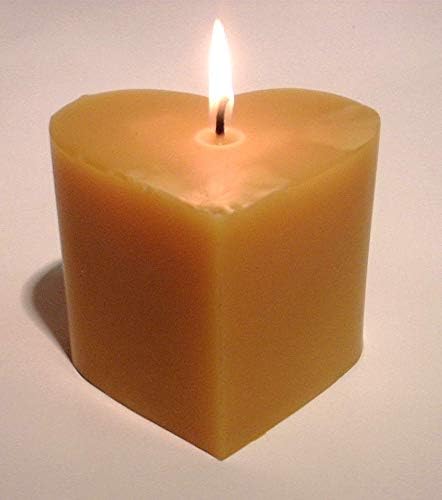 Pure Beeswax Heart Pillar Candle - 4" Tall x 4" Wide